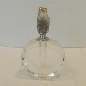 Reusable Perfume/Oils Bottle Bevel Cut Edges & Natural Druzy Crystal Dropper